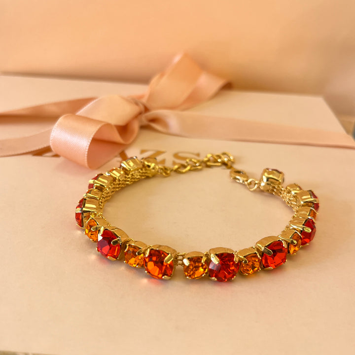 Orange Swarovski crystals bracelet