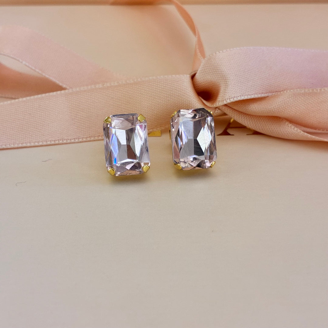 Light pink Preciosa crystals gold plated square set