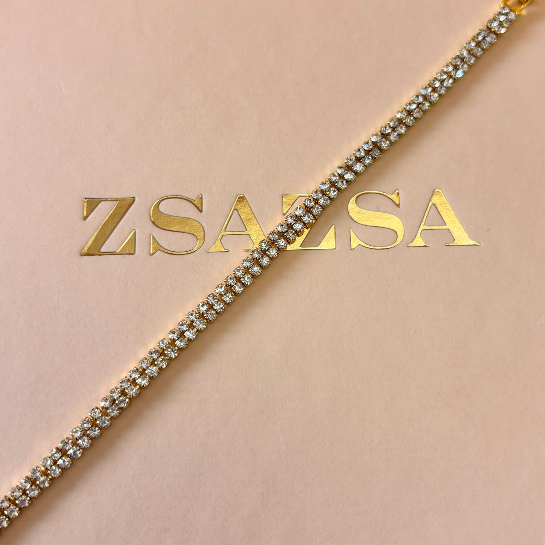 2 rows rhinestone bracelet