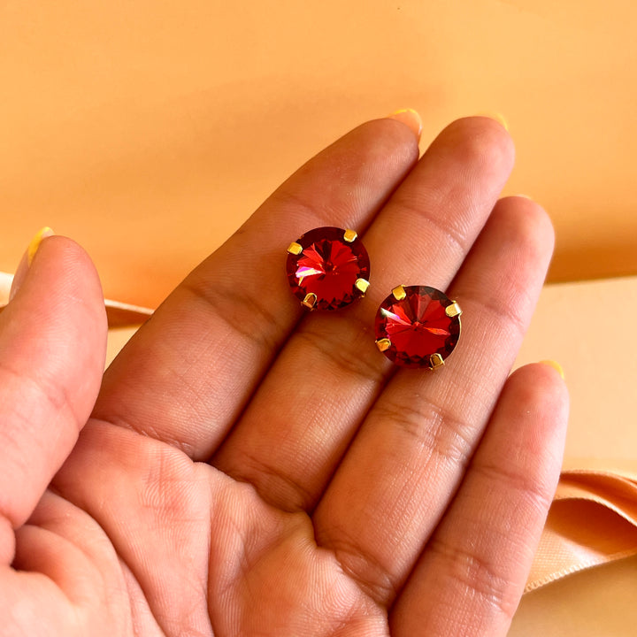 Dark red Swarovski Crystals studs