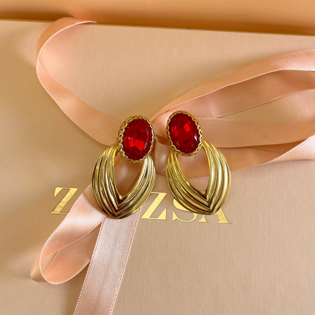 Red Swarovski crystals earrings