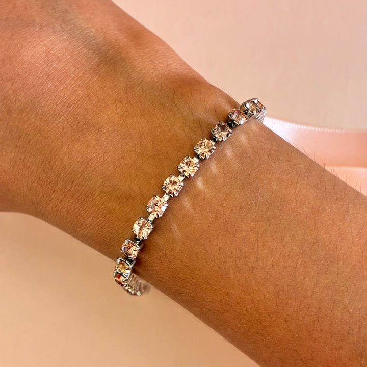 Dainty Peach Swarovski crystals bracelet