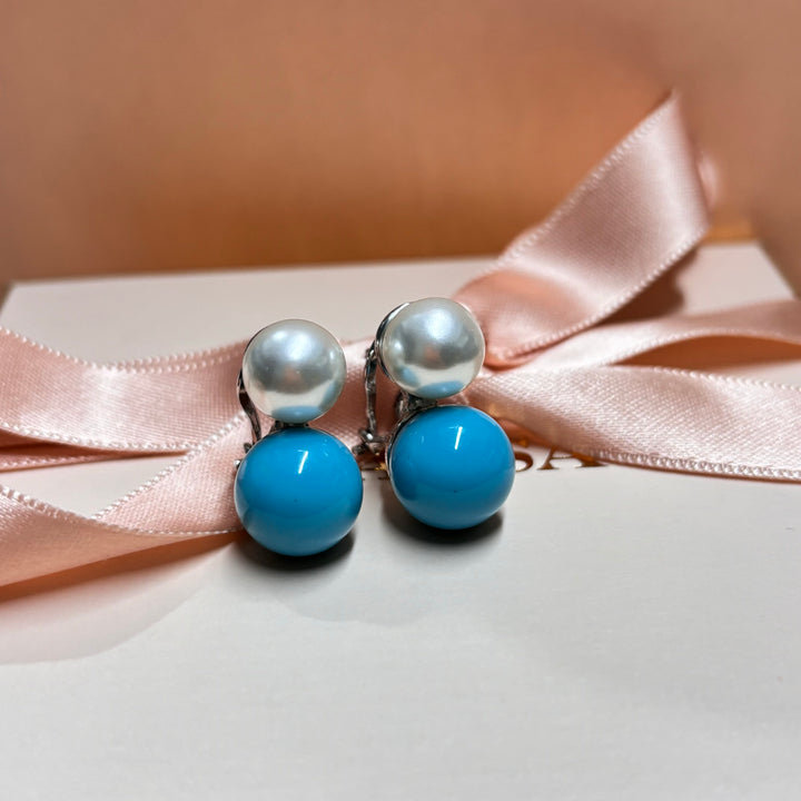 Turquoise and pearl earrings