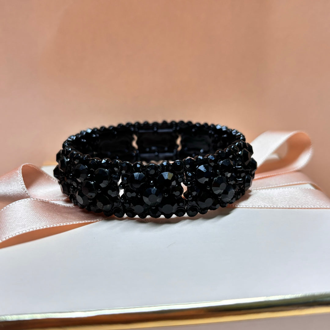 All black rhinestone bangle
