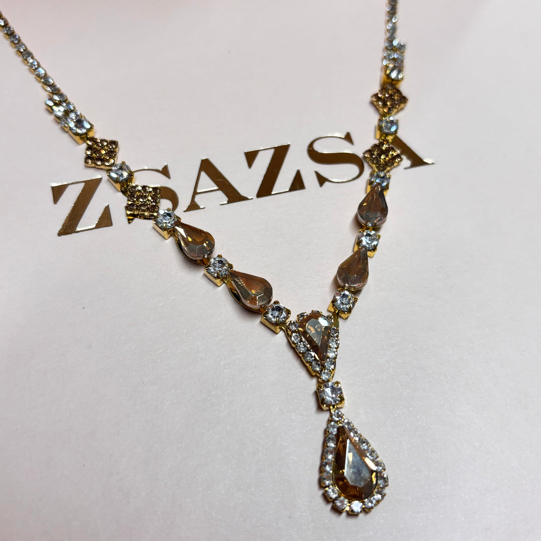 Teardrop bronze rhinestone set