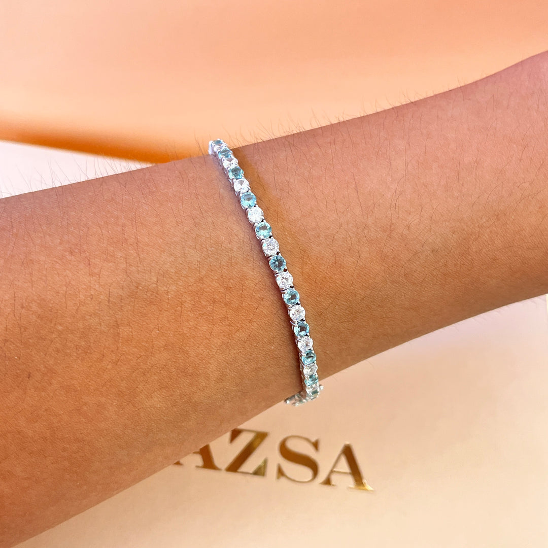 Light blue zircone tennis bracelet