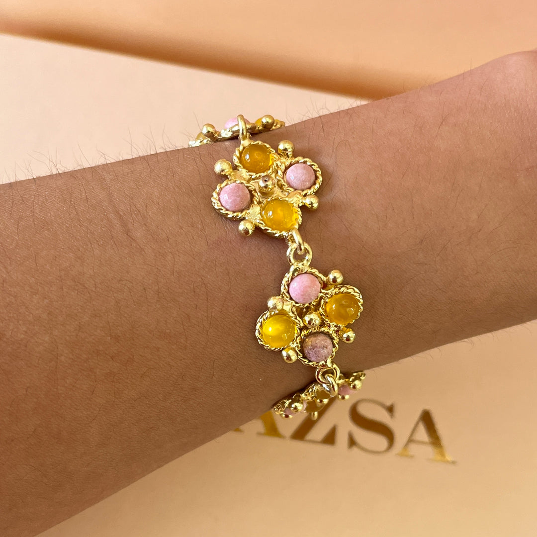 Yellow and light pink handmade set