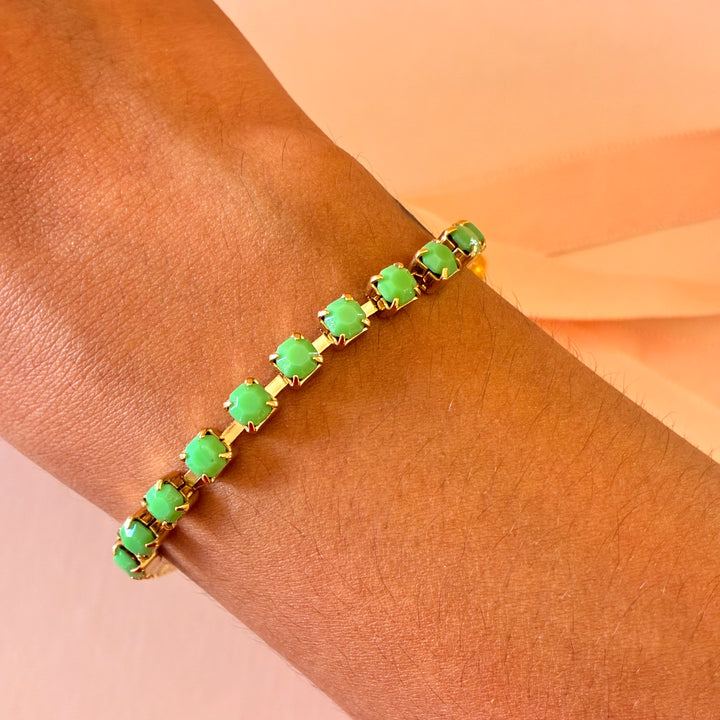 Green dainty Preciosa stones bracelet