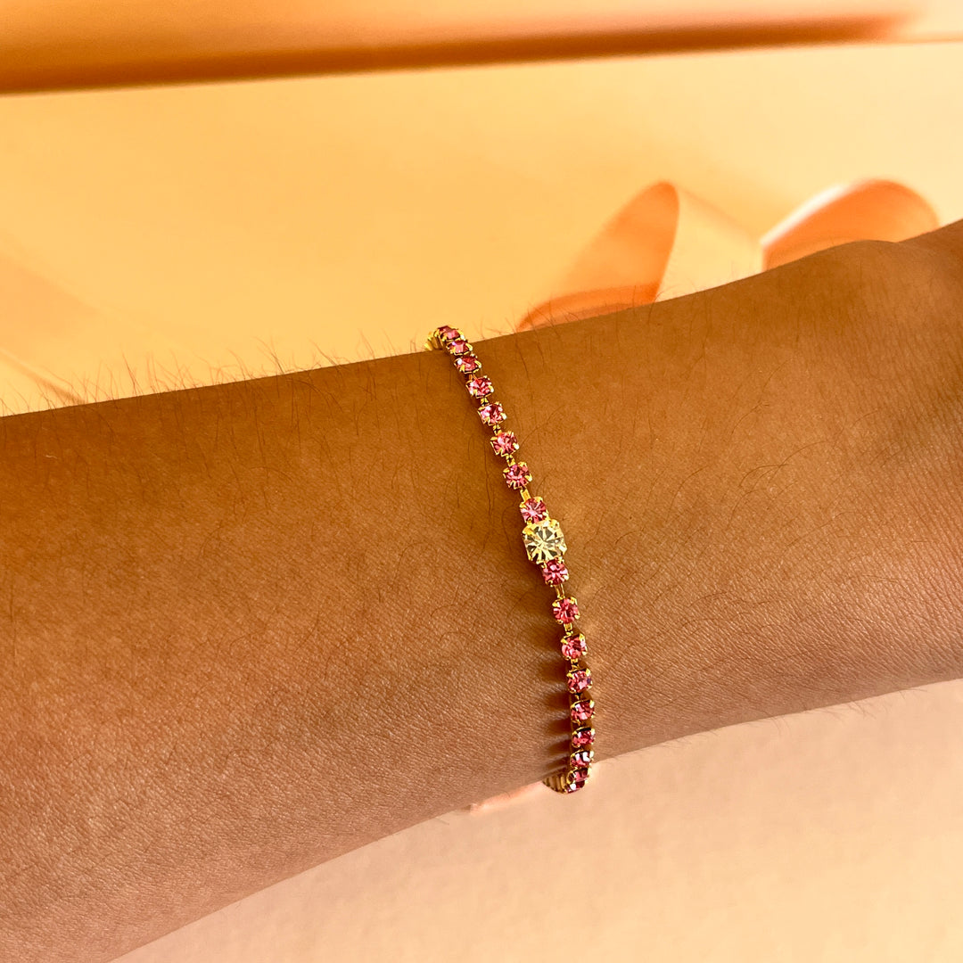 Pink Swarovski crystals bracelet