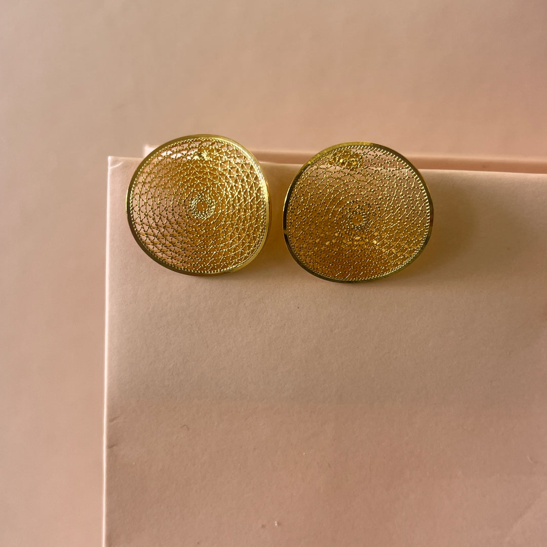Gold round handmade studs