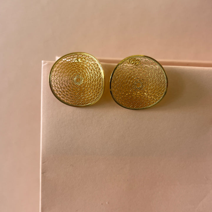 Gold round handmade studs