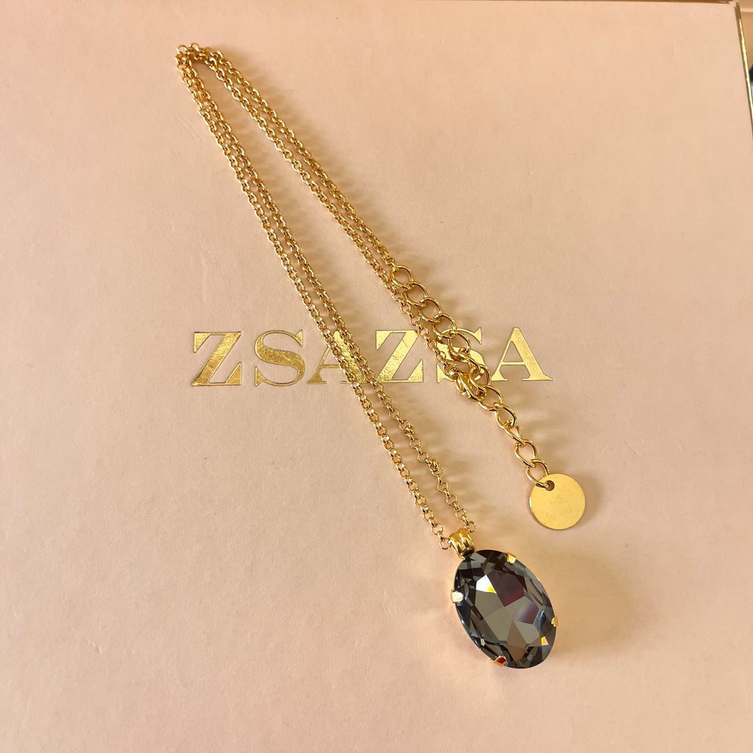 Grey oval preciosa crystal pendant