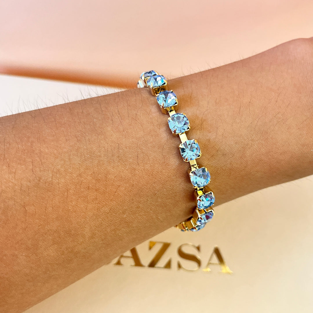 Light blue Swarovski crystals tennis bracelet