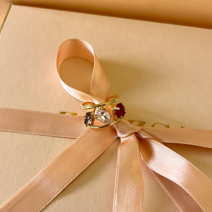 Shades of red and pink Swarovski crystals set