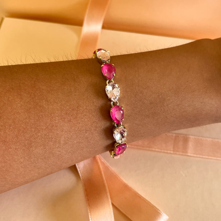 Pink and light pink Swarovski crystals bracelet