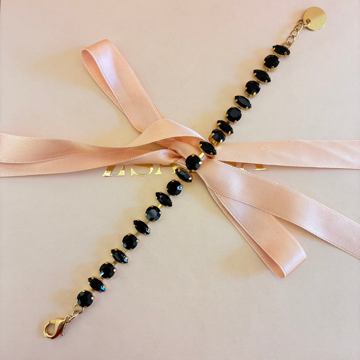 Marquise and round black preciosa crystals bracelet
