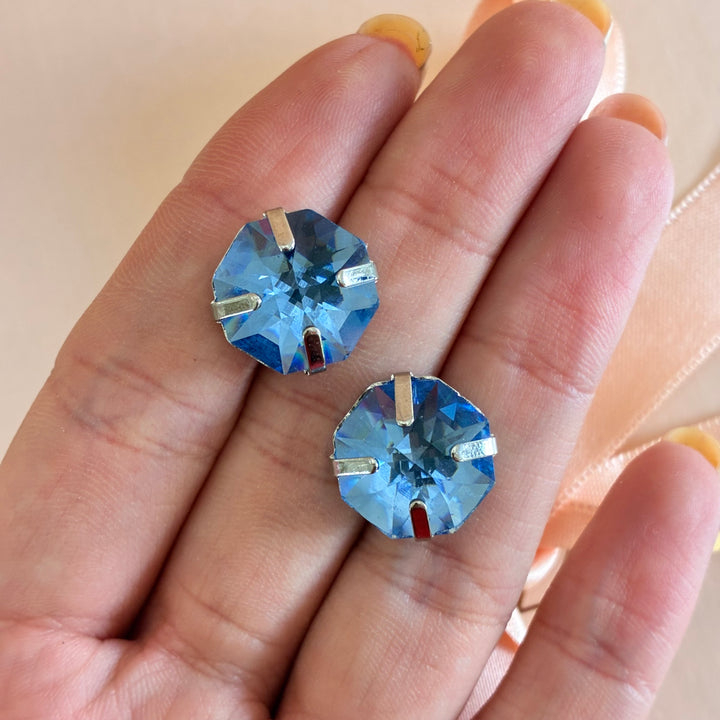 Light blue preciosa crystals studs
