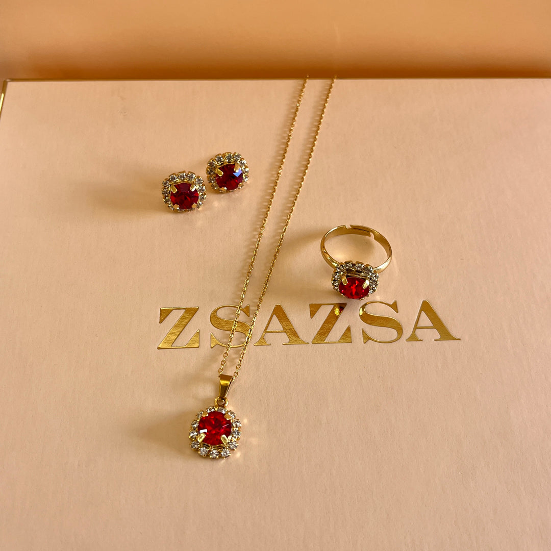 Red flower preciosa crystals set