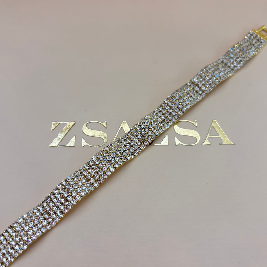 Elegant rhinestone gold bracelet
