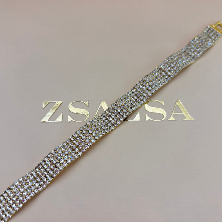 Elegant rhinestone gold bracelet