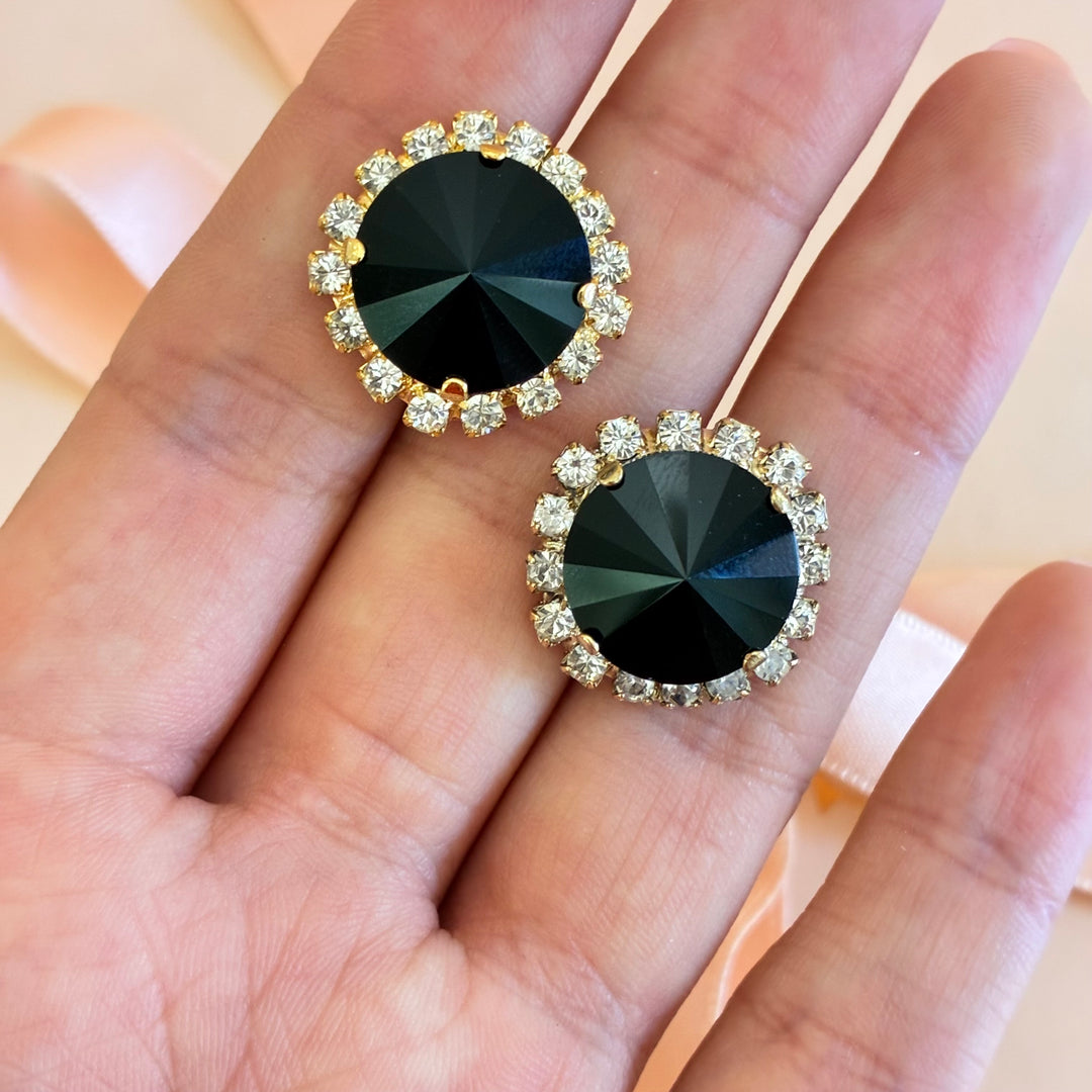 Black preciosa crystals studs