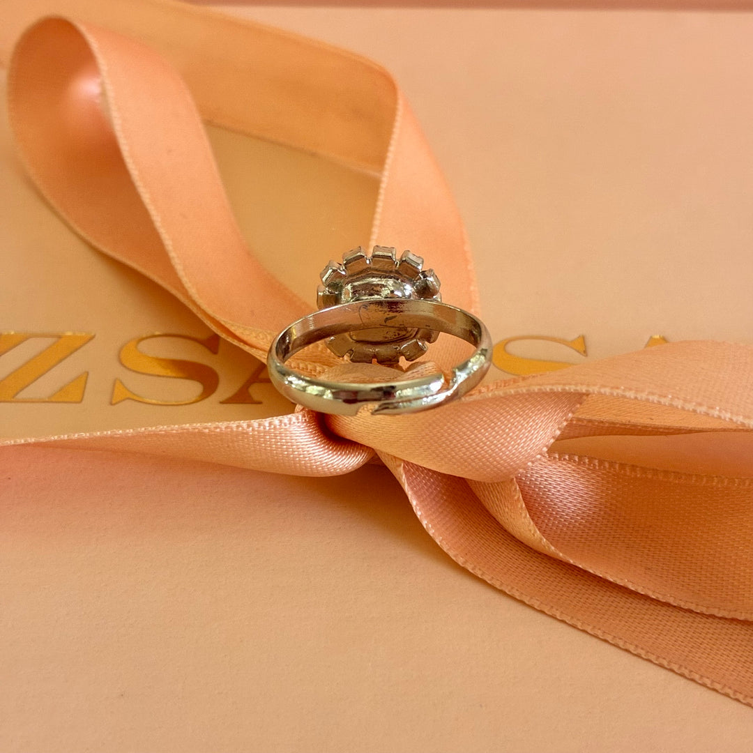 Light pink crystals silver pendant set