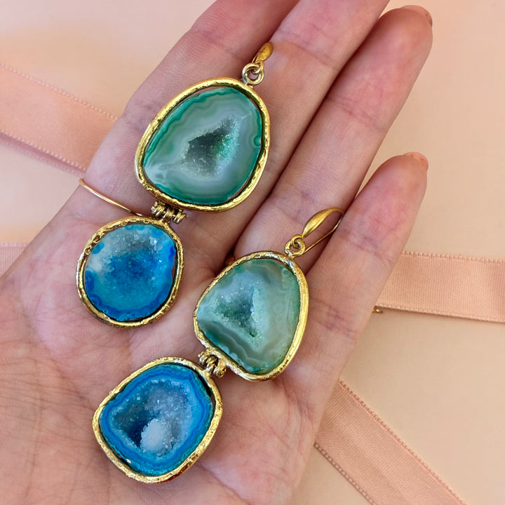 Gold plated geoda handmade set