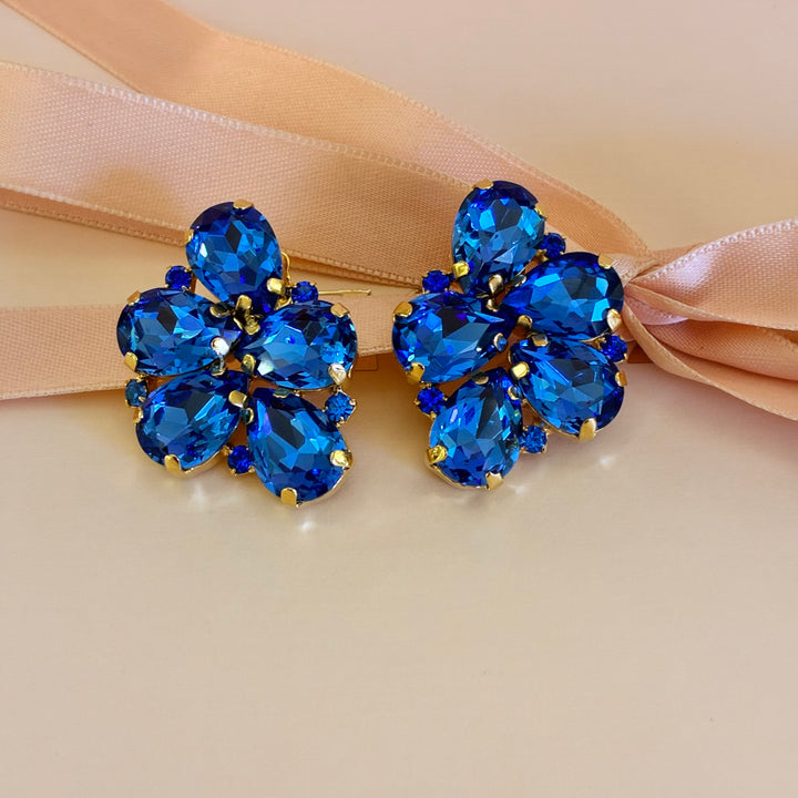 Royal blue Swarovski crystals gold plated set