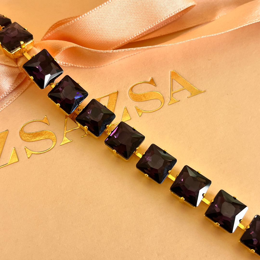 Purple preciosa crystals studs and bracelet