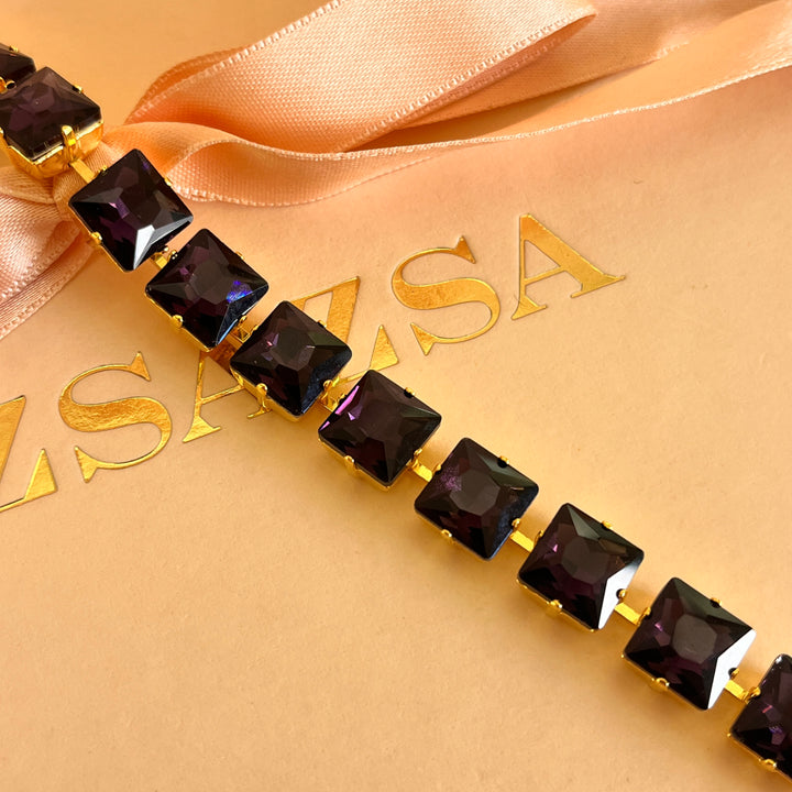 Purple preciosa crystals studs and bracelet