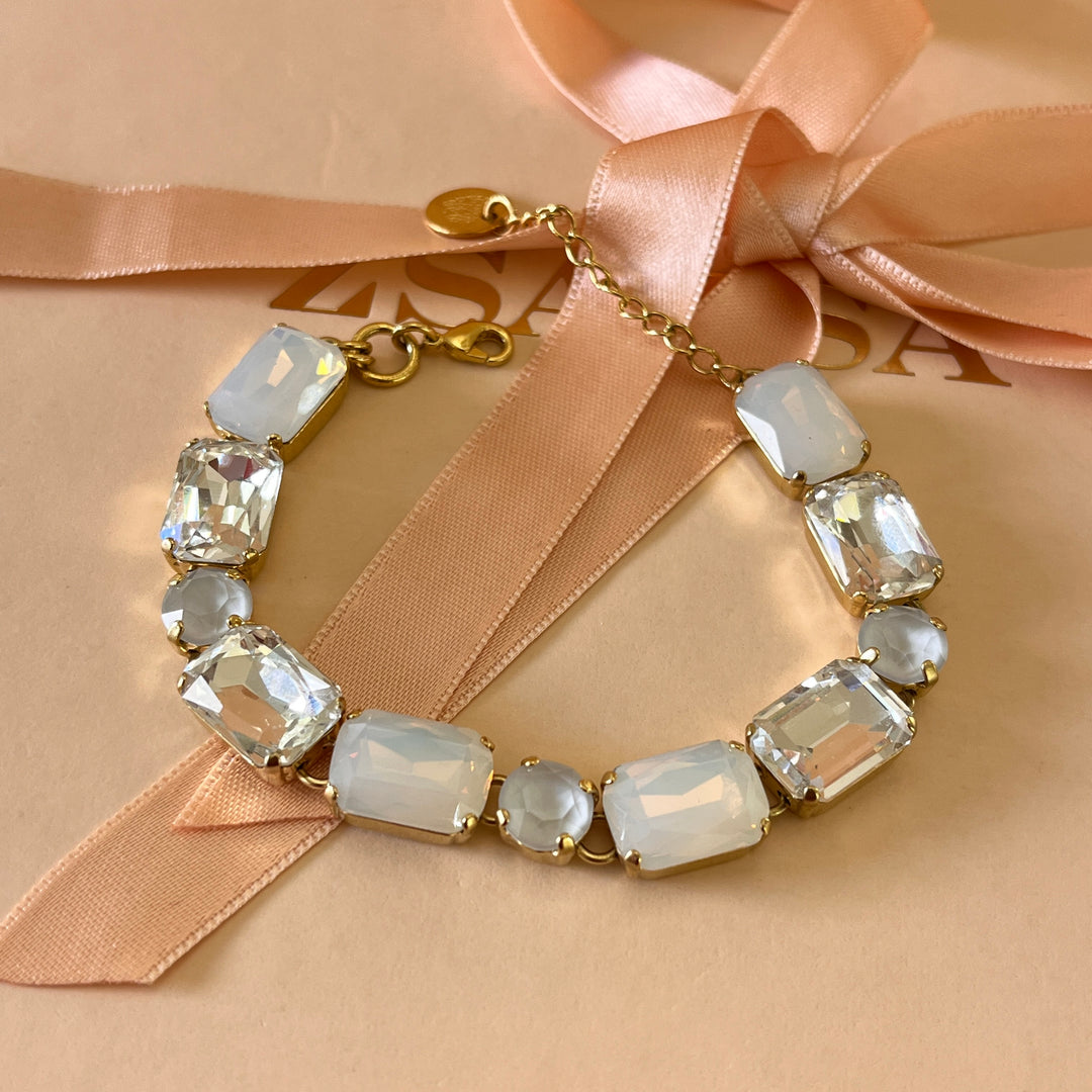 White Swarovski crystals bracelet