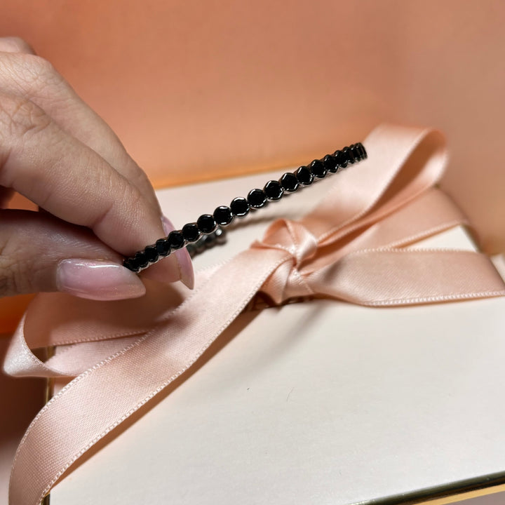 Dainty black rhinestone bangle
