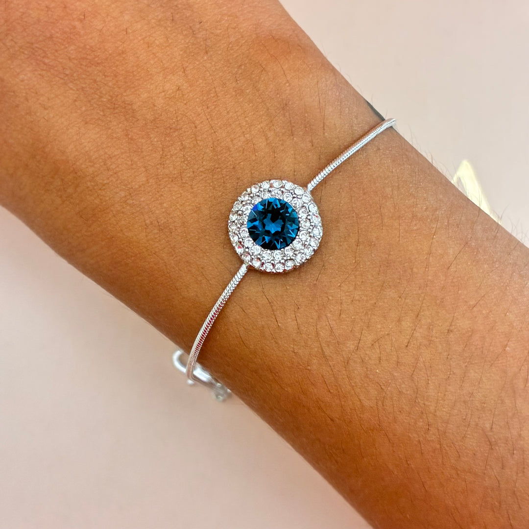 Round navy blue zircone set