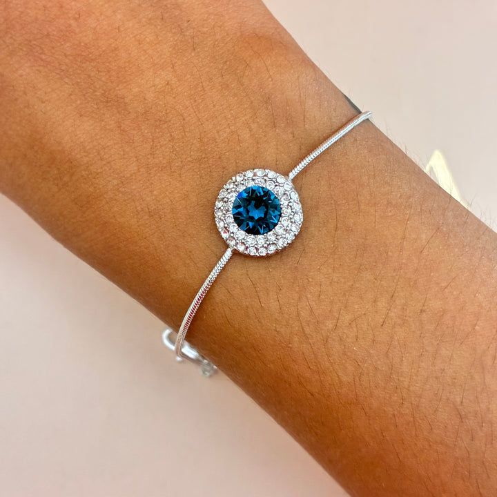 Round navy blue zircone set