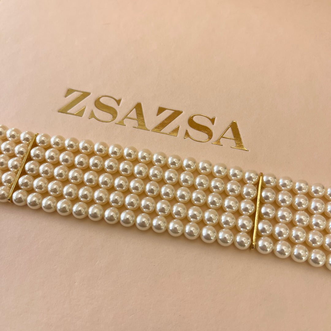 Cream pearls gold plated chocker