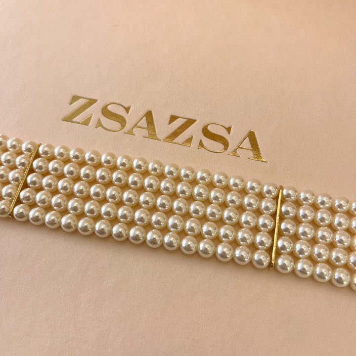 Cream pearls gold plated chocker