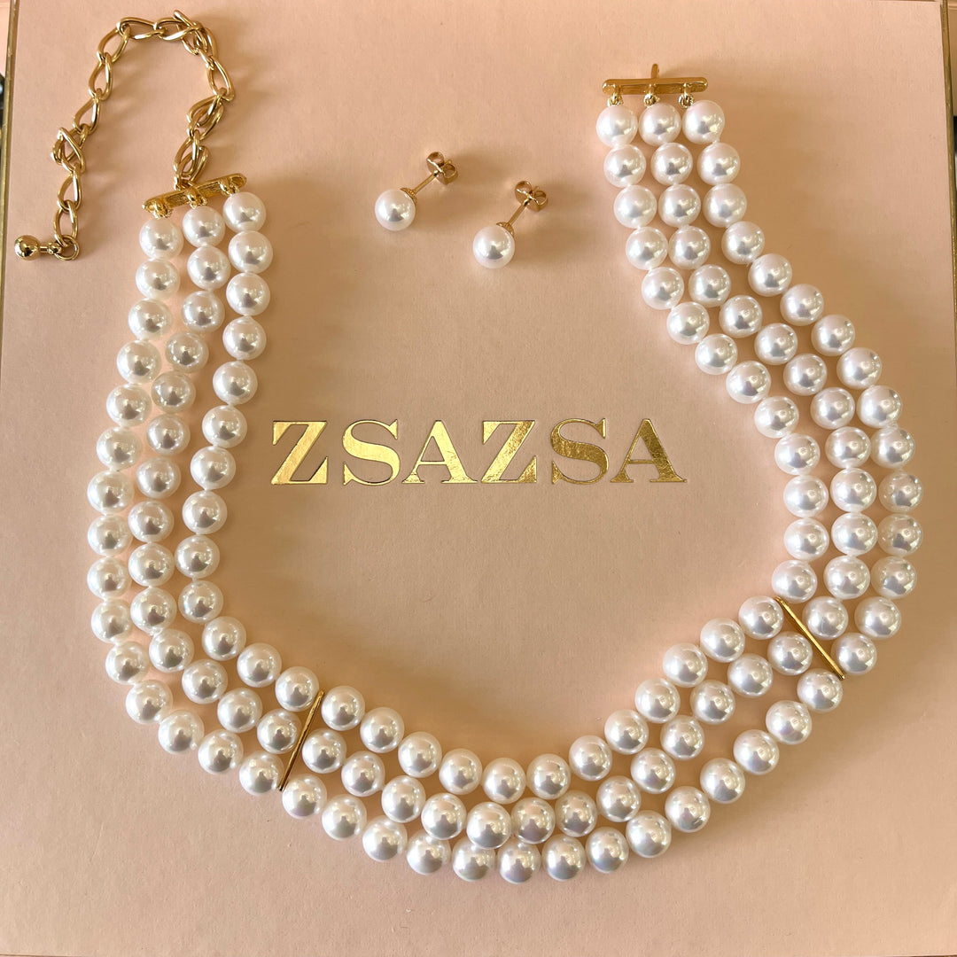 White Mallorca pearls set