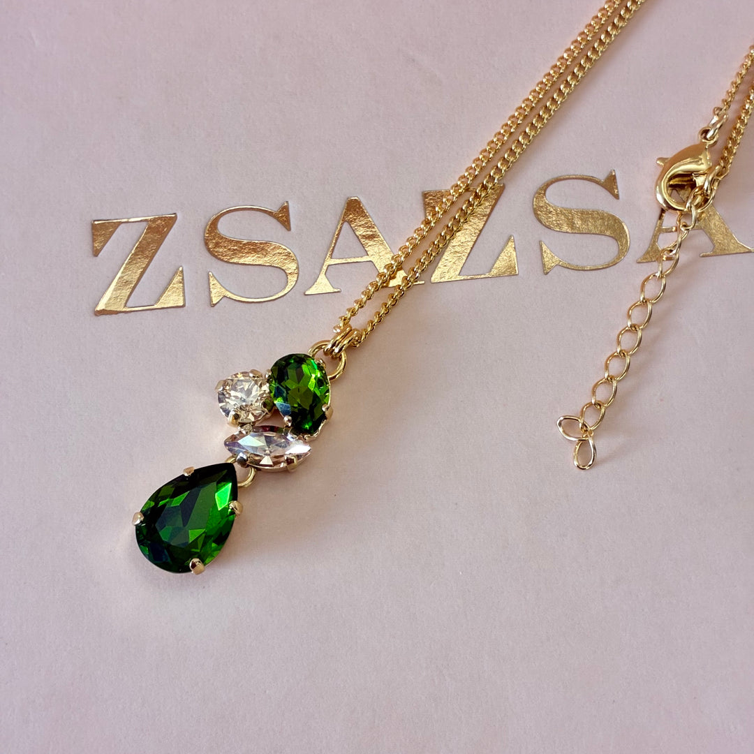 Teardrop Swarovski crystals gold plated set