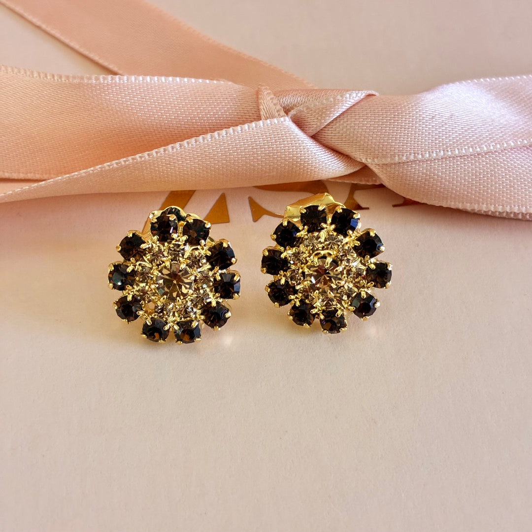 Brown with champagne flowers gold plated set