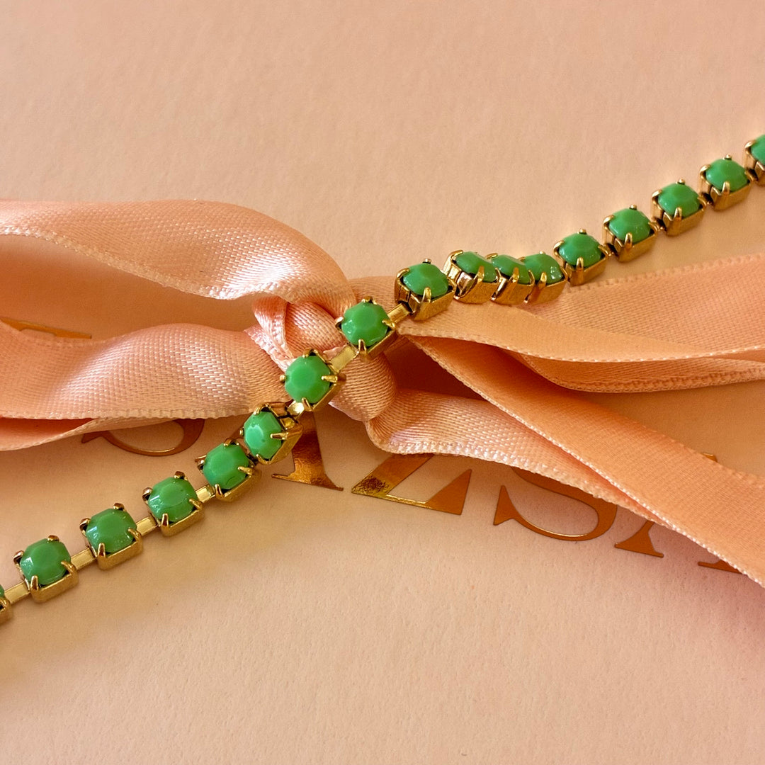 Green dainty Preciosa stones bracelet
