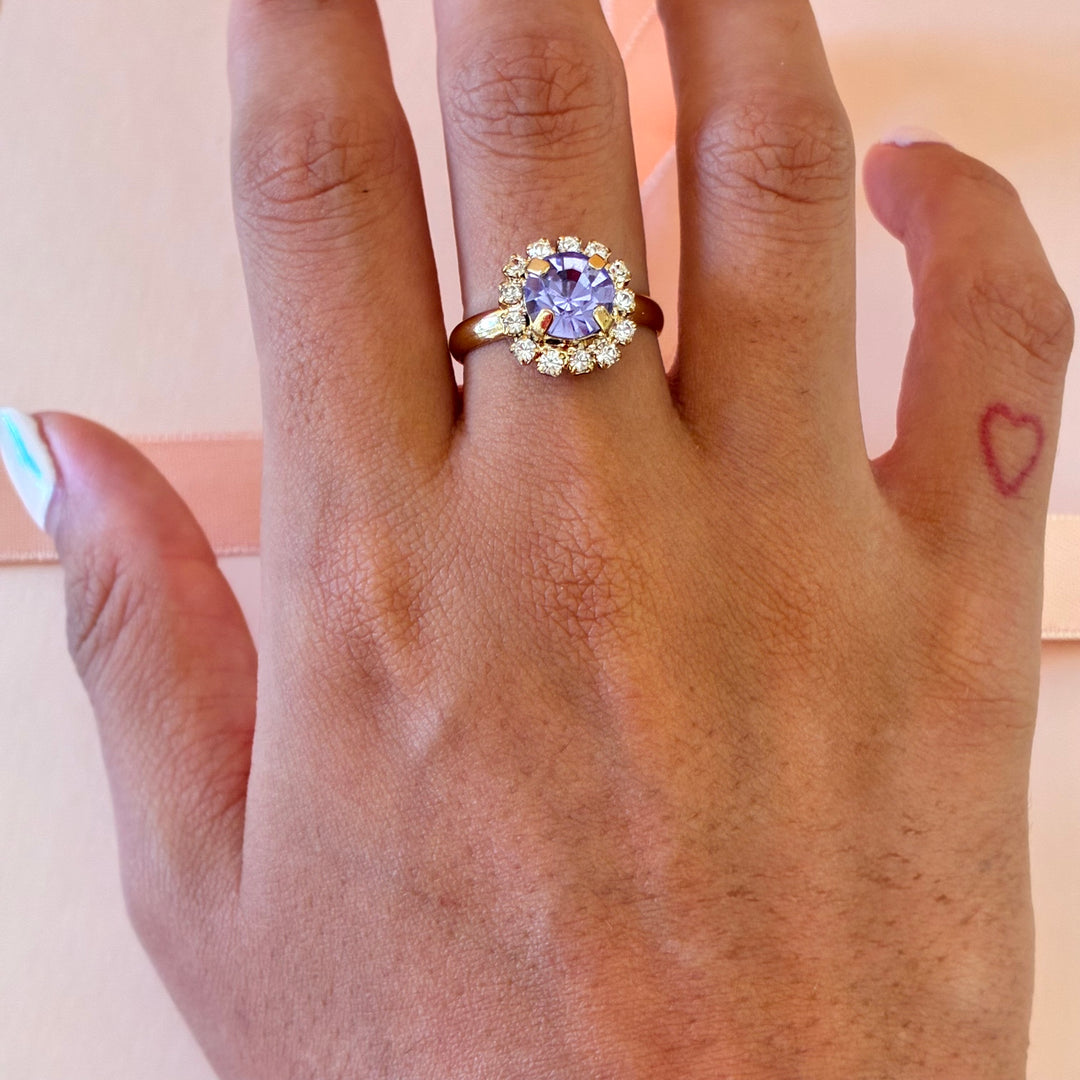 Lilac dainty Preciosa crystals gold plated set