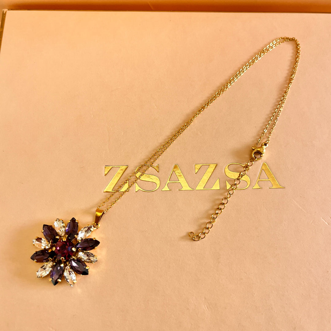 Shade of purple preciosa crystals flower set