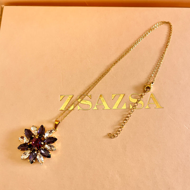 Shade of purple preciosa crystals flower set