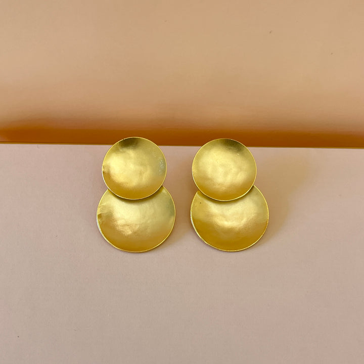 Gold discs handmade earrings