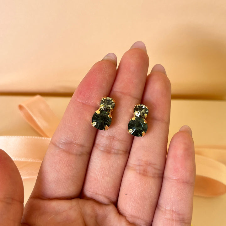 Grey double preciosa crystals studs