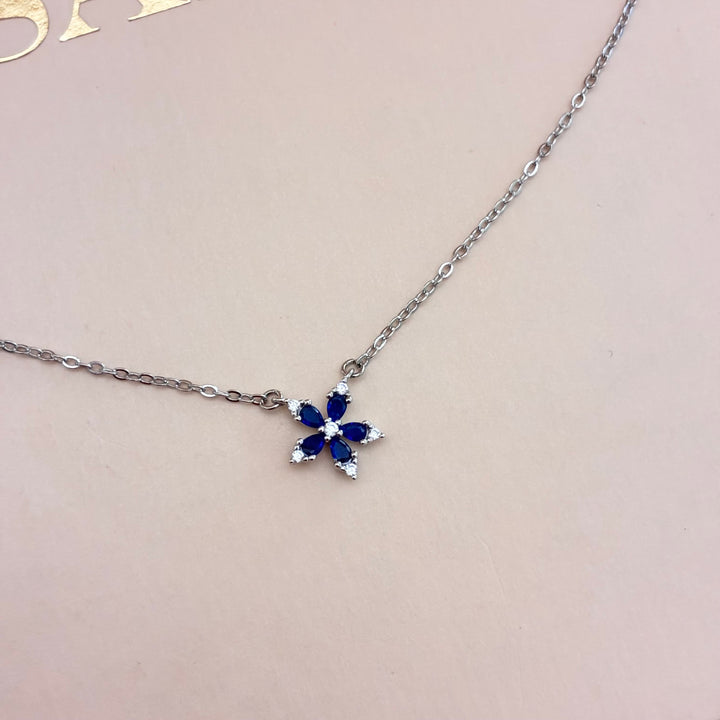 Dainty navy blue flower zircone set