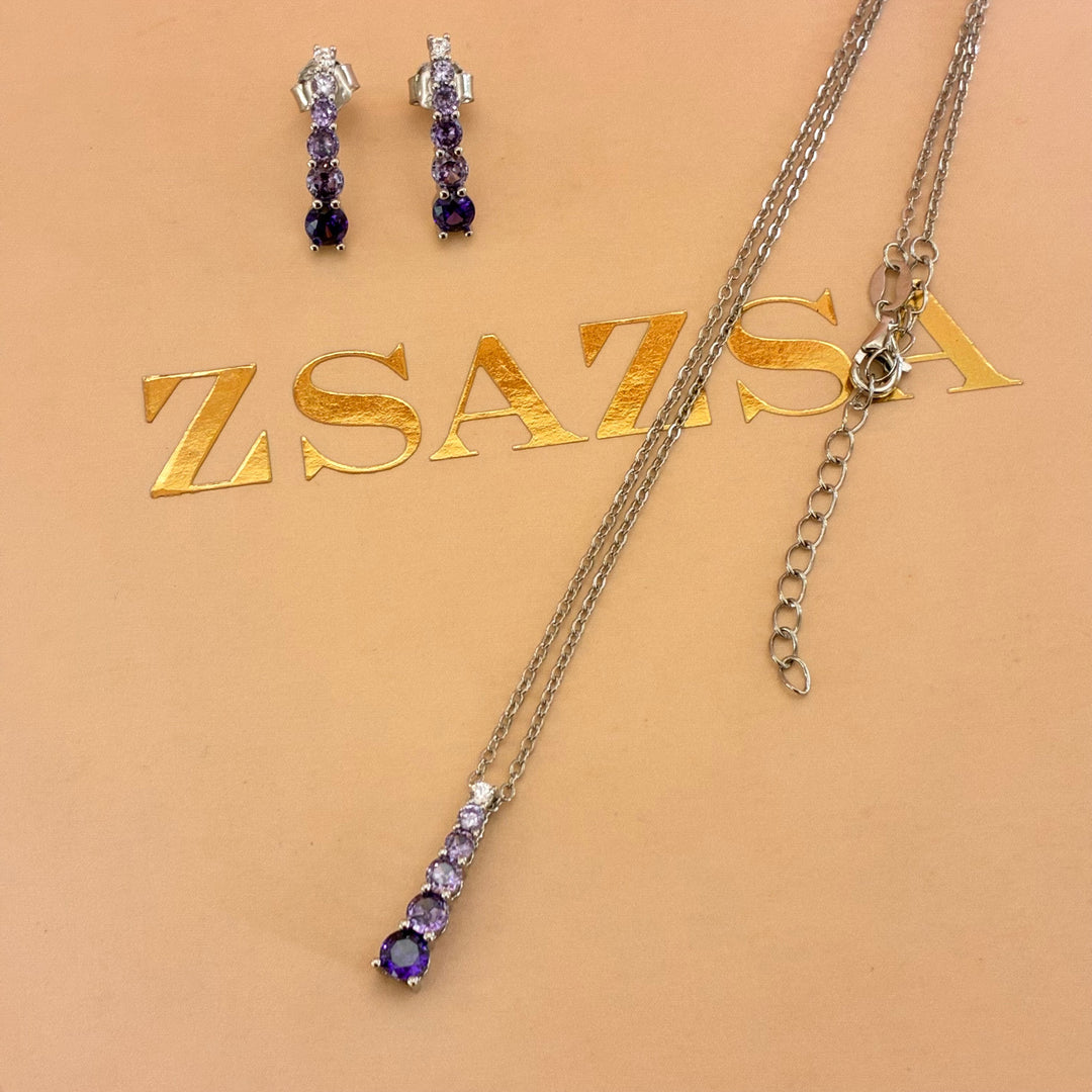 Shades of purple dainty silver set