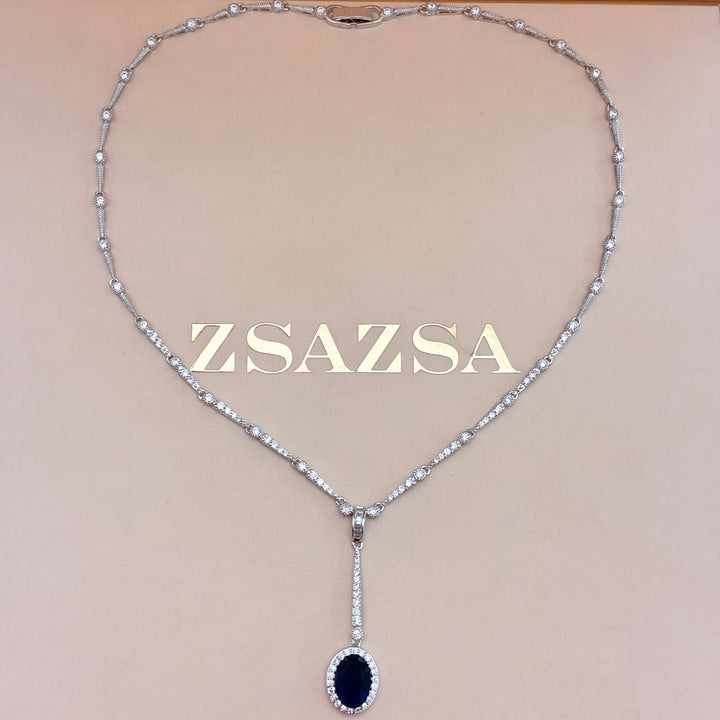 Navy blue zircone silver set