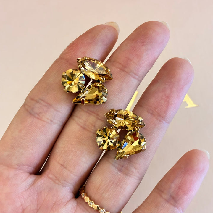 Teardrop and marquise bronze Preciosa crystals set