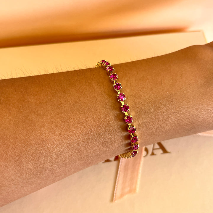 Fuchsia Swarovski crystals bracelet